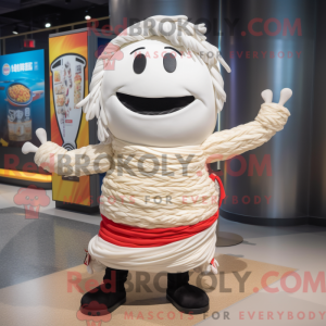 Hvid Ramen maskot kostume...