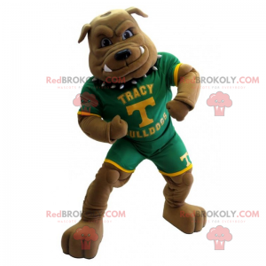 Bulldog mascotte gekleed in American football - Redbrokoly.com