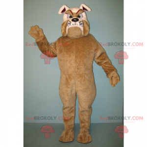 Bruin en beige hondsdolle bulldog mascotte - Redbrokoly.com
