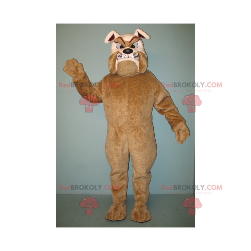 Mascotte de bulldog enragé marron et beige - Redbrokoly.com