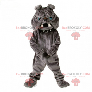 Mascote bulldog cinza com coleira - Redbrokoly.com