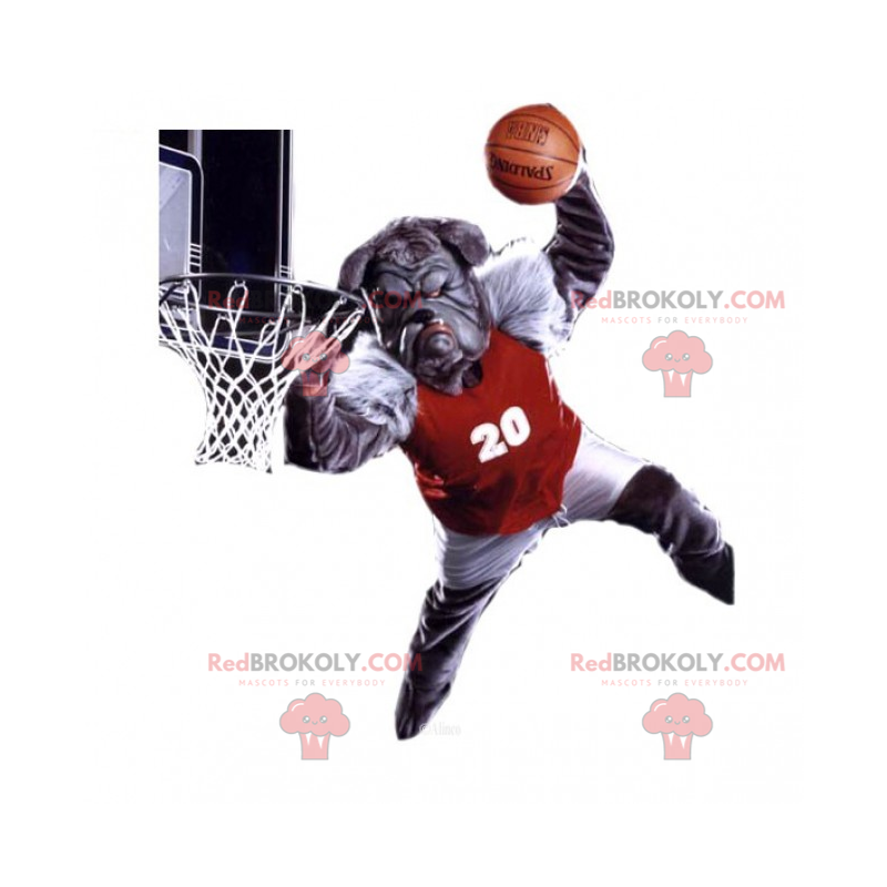 Mascotte de bulldog joueur de basket - Redbrokoly.com