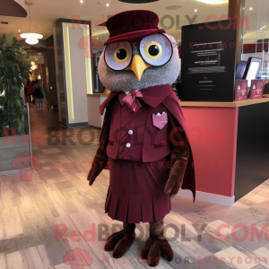 Maroon Owl-mascottekostuum...