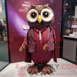 Maroon Owl-mascottekostuum...