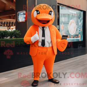Orange Whale maskot drakt...