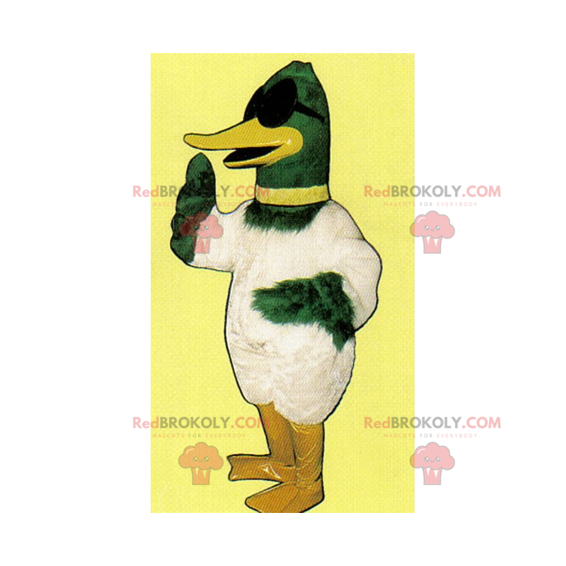 Mascote de pato com óculos escuros - Redbrokoly.com