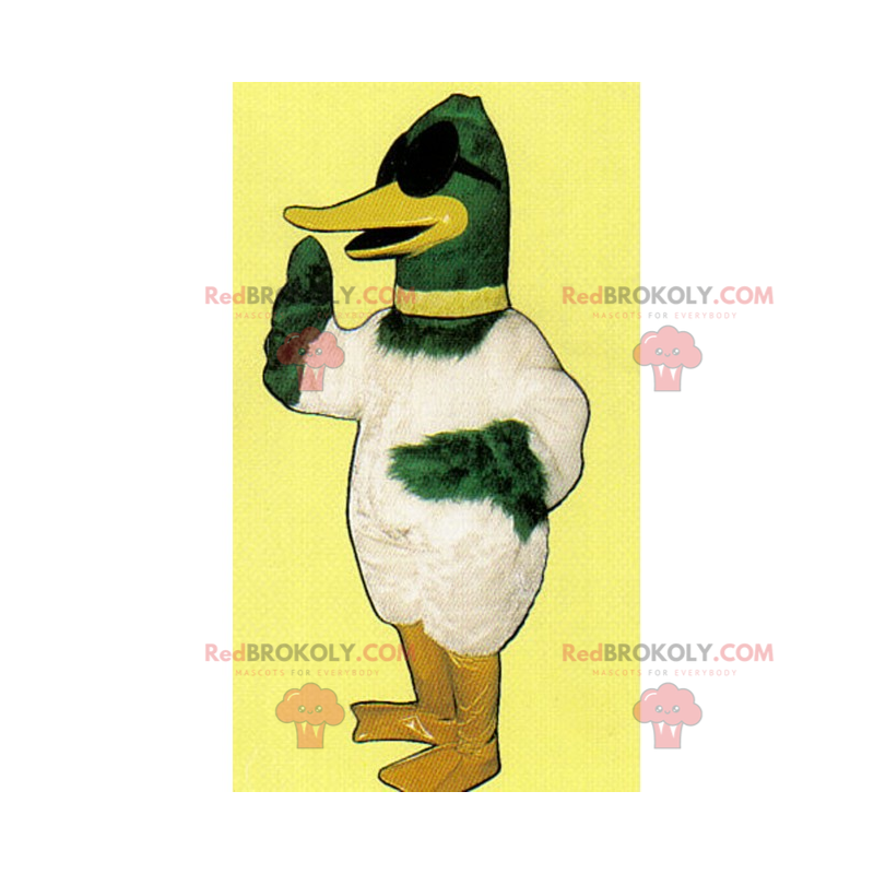 Mascotte de canard aux lunettes noires - Redbrokoly.com