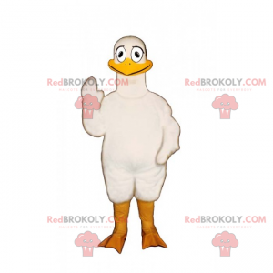 White duck mascot and smiling - Redbrokoly.com