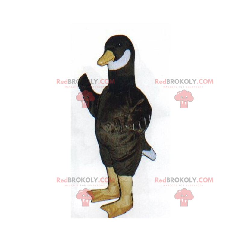 Mascotte anatra nera con coda bianca - Redbrokoly.com