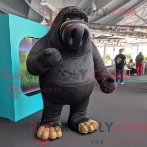 Black Walrus mascot costume...