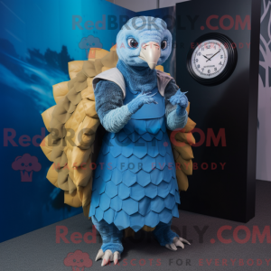 Blå Pangolin maskot kostume...