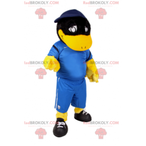 Czarna kaczka maskotka w stroju piłkarskim - Redbrokoly.com