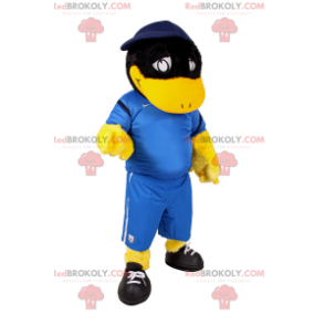 Mascotte zwarte eend in voetbalkleding - Redbrokoly.com