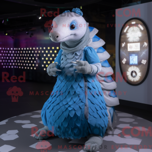 Blå Pangolin maskot kostume...