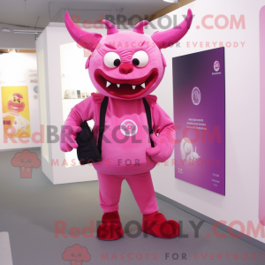 Pink Devil maskot kostyme...