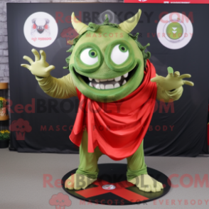 Fantasia de mascote Olive Devil com saia circular e presilhas de lenço - Mascotes do diabo - REBROKO_246937 - RedBrokoly.com