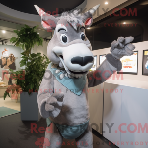 Gray Zebu mascot costume...