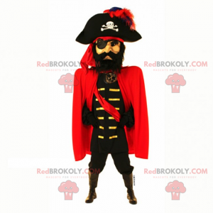 Maskot pirátského kapitána s pláštěm - Redbrokoly.com