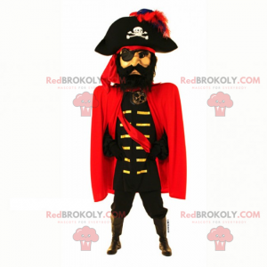 Piratenkapitän Maskottchen mit Umhang - Redbrokoly.com