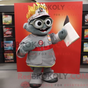 Grey Fire Fighter maskot...