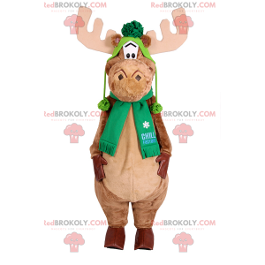 Mascota caribú con bufanda y sombrero verde - Redbrokoly.com