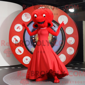 Röd Hydra maskotdraktfigur...