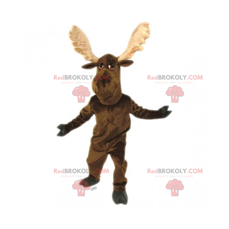 Mascotte de caribou avec grands bois - Redbrokoly.com