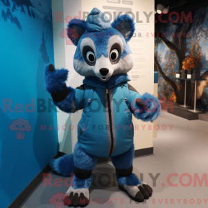 Fantasia de mascote de civeta azul com parca e luvas - Mascotes civeta - REBROKO_247048 - RedBrokoly.com