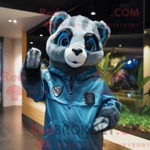 Fantasia de mascote de civeta azul com parca e luvas - Mascotes civeta - REBROKO_247049 - RedBrokoly.com