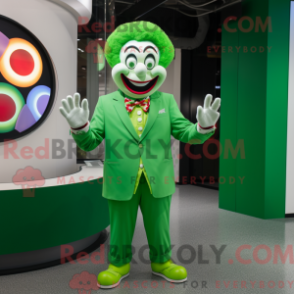 Grön maskotdräkt med kostym och ringar - Clownmaskotar - REBROKO_247082 - RedBrokoly.com