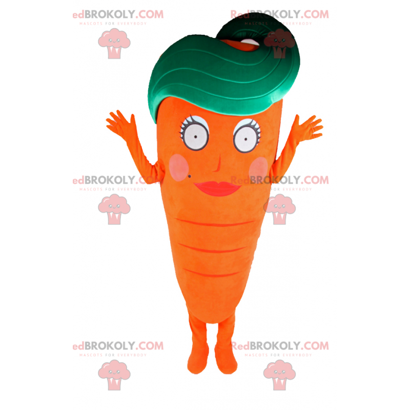 Gulerodsmaskot med kvindelig ansigt - Redbrokoly.com Gulerodsmaskot med kvindelig ansigt - Redbrokoly.com