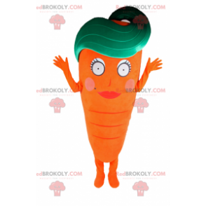 Mascotte de carotte avec visage féminin - Redbrokoly.com