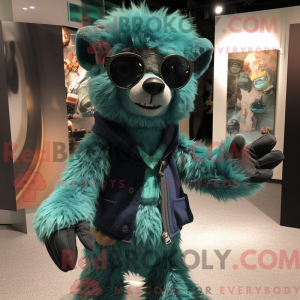 Teal Brillenbär Maskottchen...