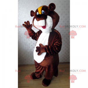 Beaver mascot with yellow crest and blue eyes - Redbrokoly.com