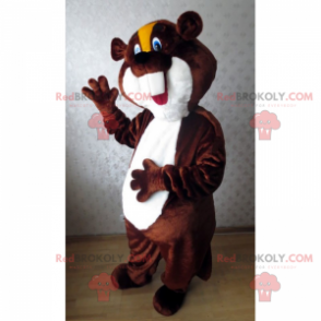 Bever mascotte met gele kuif en blauwe ogen - Redbrokoly.com