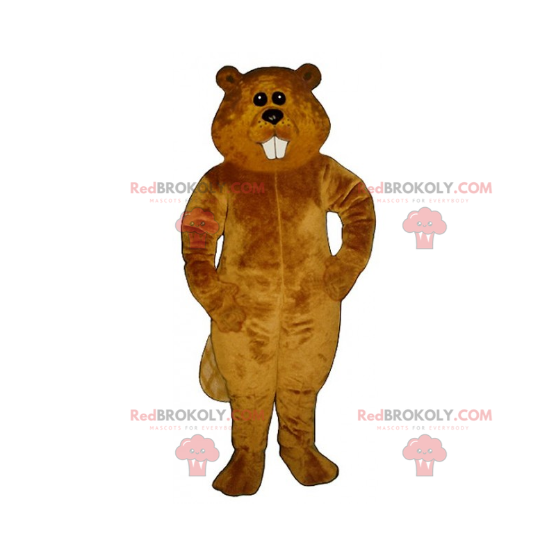 Maskot hnědý bobr s dlouhými zuby - Redbrokoly.com