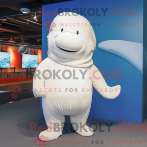 Cream Beluga Whale maskot...