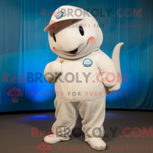 Cream Beluga Whale maskot...