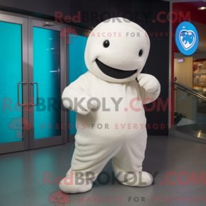 Cream Beluga Whale maskot...
