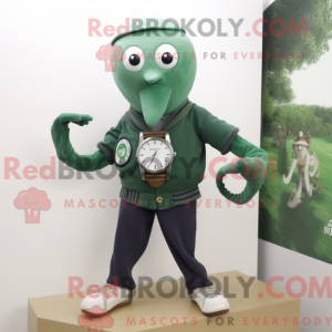 Forest Green Octopus maskot...