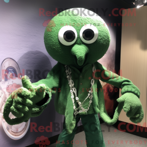 Mascotte de poulpe vert...