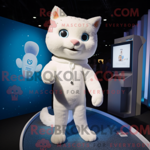 Witte kat mascotte kostuum...