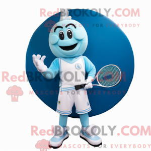 Cyan Tennis Racket mascot...
