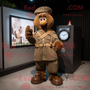 Brun Soldier maskot kostume...
