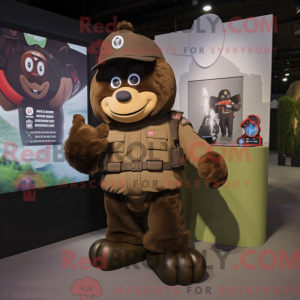 Brun Soldier maskot kostume...