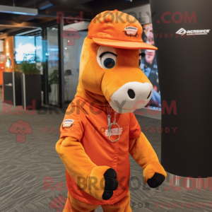 Orange Horse mascot costume...