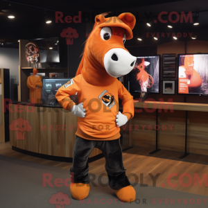 Orange Horse mascot costume...