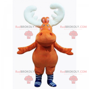 Mascotte cervo farcito con corna bianche - Redbrokoly.com
