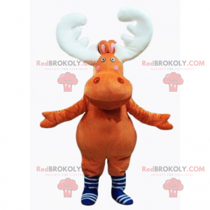 Mascotte de cerf en peluche avec cornes blanches -