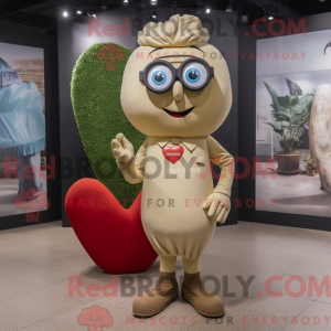 Beige hjerte maskot kostume...